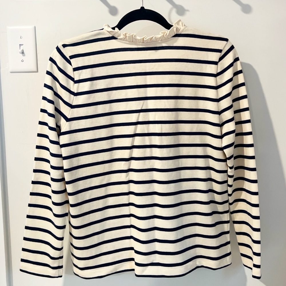 🆕 Sézane Gael Marinere Long Sleeve Shirt in Ecru Navy Small - Picture 5 of 9